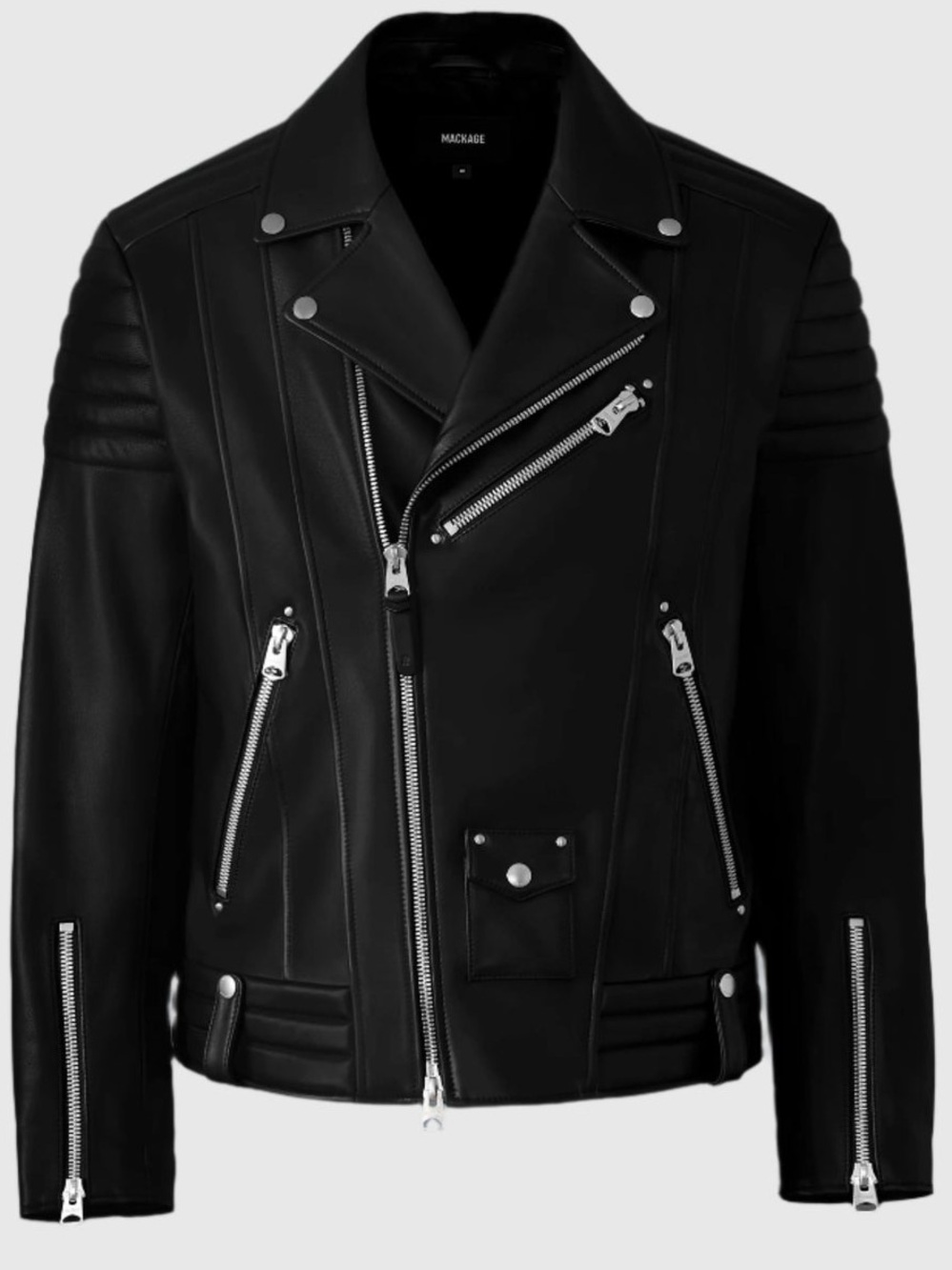 MACKAGE MEN KENNETH BLACK 42  (XL) - BRAND NEW MEN’S LEATHER MOTO JACKET